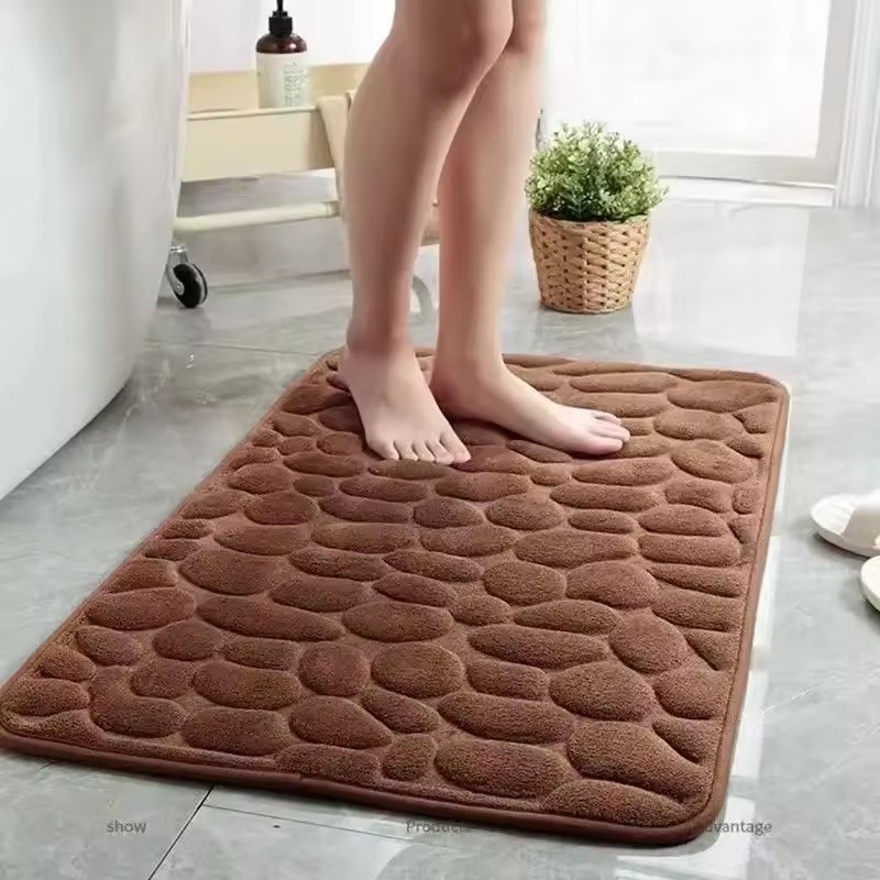 Cobblestone Texture Bathroom Mat for Shower and Sink Areas –