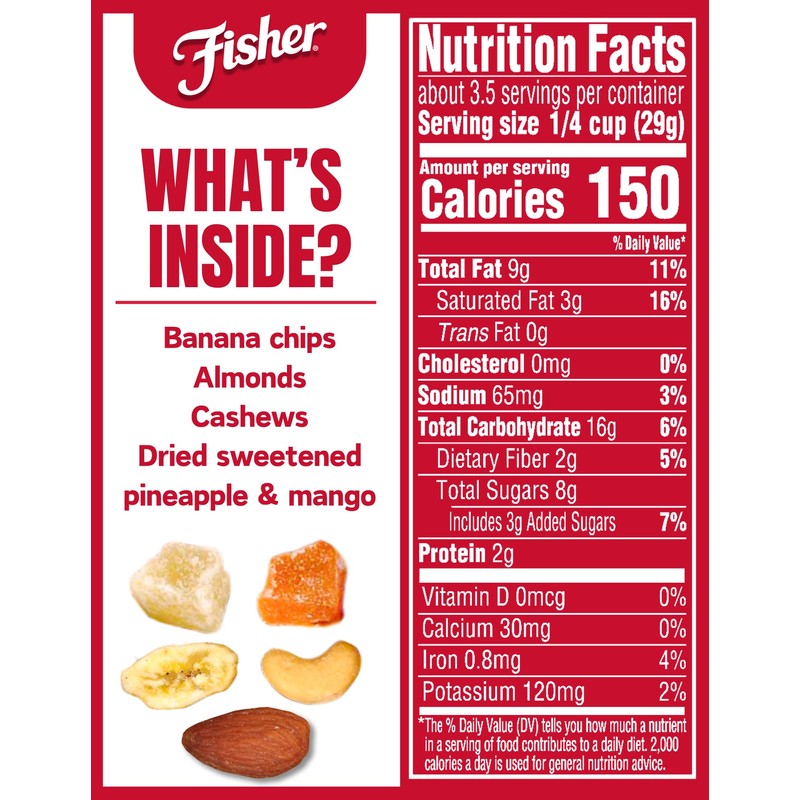 Fisher Snack Tropical Trail Mix, 3.5 oz (Pack of 6),