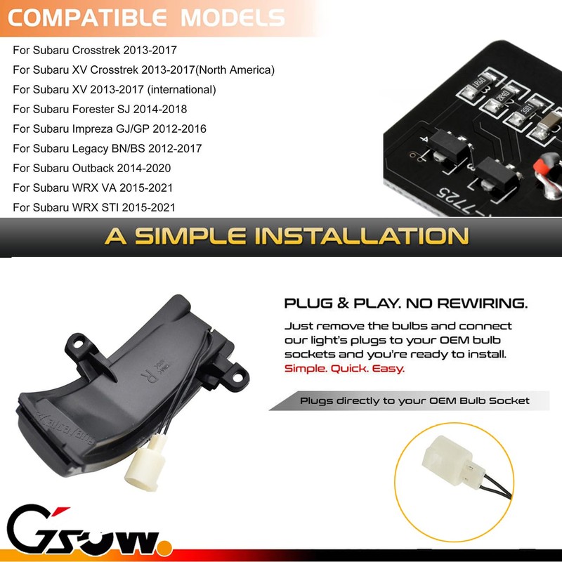 GSOWO 2 PCS Sequential Dynamic LED Side Mirror Turn Signal