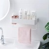 Adhesive Bathroom Wall Caddy, Bathroom Shower Rrganizer Hanging Shelves No Drilling Shampoo Holder Pink