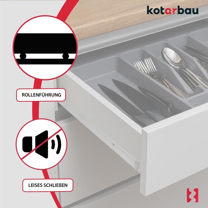 KOTARBAU® Box Slim Drawers Loss for Drawer Runners & Roller