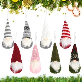 EKKONG 8 Pieces Small Plush Gnome Christmas Decoration, Christmas Gnomes for Hanging, Christmas Gnomes, Scandinavian Santa Elf Plush Toys, Hanging Santa Claus Christmas Decoration