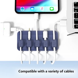 Cable Management Magnetic Cord Organizer SHEEAST Desktop Cable Keeper Multipurpose Cable Holder Desk Organization, 5 Clips for USB C Cables, Micro Cables, Sticks to Wood Marble Metal Glass, Blue