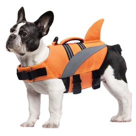 Mosucoirl Dog Life Jacket High Flotation,Shark Dog Lifesavers Floats Coat High Visibility Reflective Pet Safety Vest Swimsuits Small Medium Large Dog Life Vest for Swimming Boating Surfing Kayaking