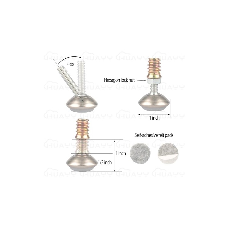 HUAYY - Niveladores giratorios de muebles, ángulo ajustable en altura