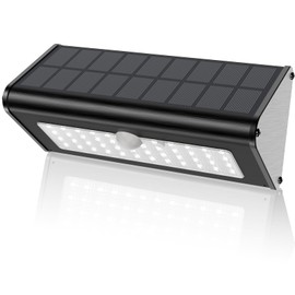 SECUROAD 1100 Lumens Solar Motion Sensor Lights Outdoor, IP65 Waterproof, 4500mAh Battery, Black Aluminum Metal Security Flood Wall Lights, 1 Pack, Daylight