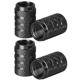 Haedot® Dust Caps for Car Tyres, 4 Pieces Aluminum Alloy Tyre Valve Dust Caps, Easy-grip Knurled Car Tire Valve Stem Caps Valve Covers Replacement for Cars, Bike, Motorcycle (Black)