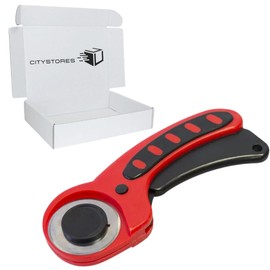 Citystores® Rotary Cutter Black Silver Red One Size Fabric Cutting Tool with Safety Lock Ergonomic Handle
