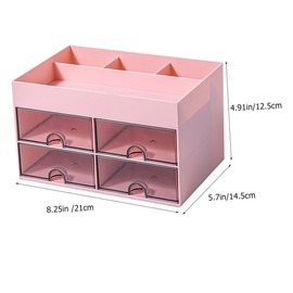 OHPHCALL Multi Function Desk Organizer Drawer Storage Box Versatile Cosmetics and Stationery Case Pink Easy to Clean Stylish Design for Tidy Spaces Material for Use