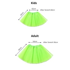 Lizzy Neon Colour Leg Warmers + Fishnet Gloves + 3Layer Tutu + Beads Necklace | 80s Neon Teen Fancy Dress Dance ware Hen Party Tutu Accessory (Neon Green, Older Girls)