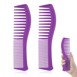 Pack of 2 Hair Combs, Plastic Hairdressing Comb, Comb with Large Teeth and Fine Teeth Hair Comb for Men, Women, Combs, Hair Styling, Trimming, Cutting, Home, Hairdresser (Purple)