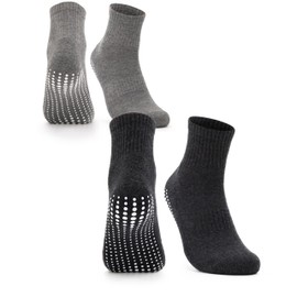 Occulto Stopper socks for men and women (2-4 pairs, model: Madeleine), non-slip socks for men and women, long yoga socks with nubs, ABS non-slip socks, 2 Pairs | Black/Grey, 43-46