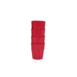 Mintra Home Unbreakable Drinking Cups and Tumblers 4PK - Shatterproof, BPA Free, Reusable, Party Cups, BBQ, Colorful Set, indoors and outdoors (Red, Small - 12oz)