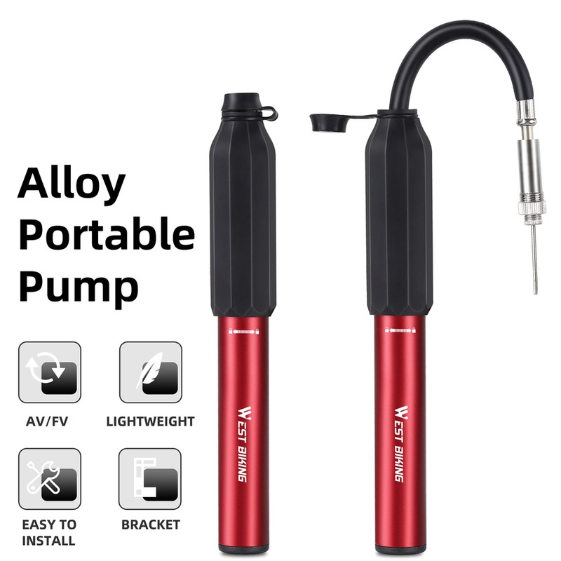 Aluminum Alloy 120PSI Bicycle Tire Pump Portable Bike Inflator Telescopic