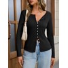 Womens Cardigans Button Down Long Sleeve Ribbed Shirts Cute Lighweight