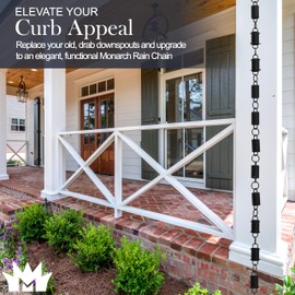 Monarch Rain Chains Aluminum Cylinder Rain Chain, 8.5 ft Black Powder Coated Aluminum Decorative Rain Catcher Chain for Gutters, Aluminum Rain Gutter Replacement Downspout