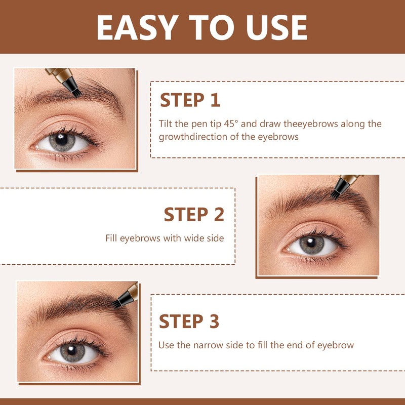 Microblading Eyebrow Pencil,2 PCS Magic Eyebrow Pencil,4-Tip Waterproof Brow Pencil