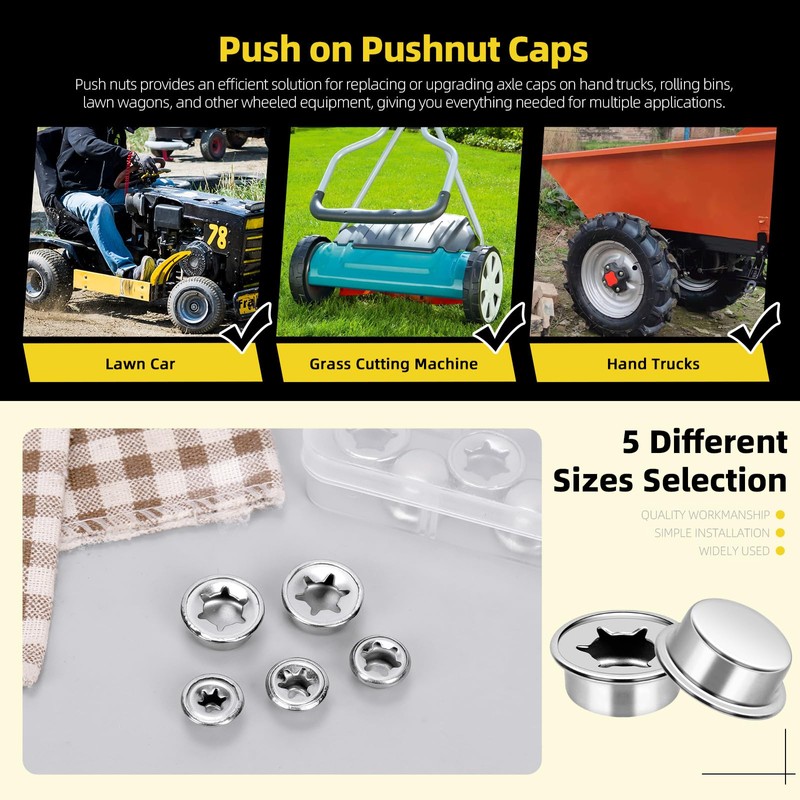 Mardatt 80Pcs Push on Pushnut Cap Stud 1/2", 1/4", 5/16",