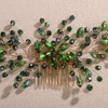 Wekicici Bride Green Flower Crystal Wedding Hair Comb Bridal Side