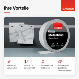 GAUDER GAUDER Metallband selbstklebend I Ideal fr Tonies?-Figuren & -Regale I Ferroband I Magnetband fr Magnete I Eisenband I Stahlband (12,5m)