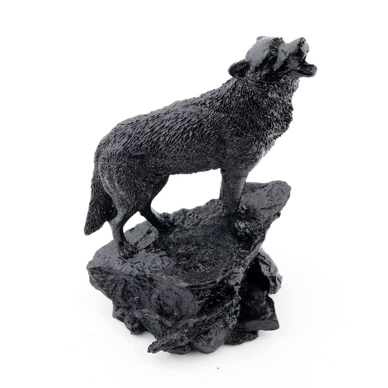 Wildlife Howling Wolf Statue and Figurine Black Wolf Sculpture for