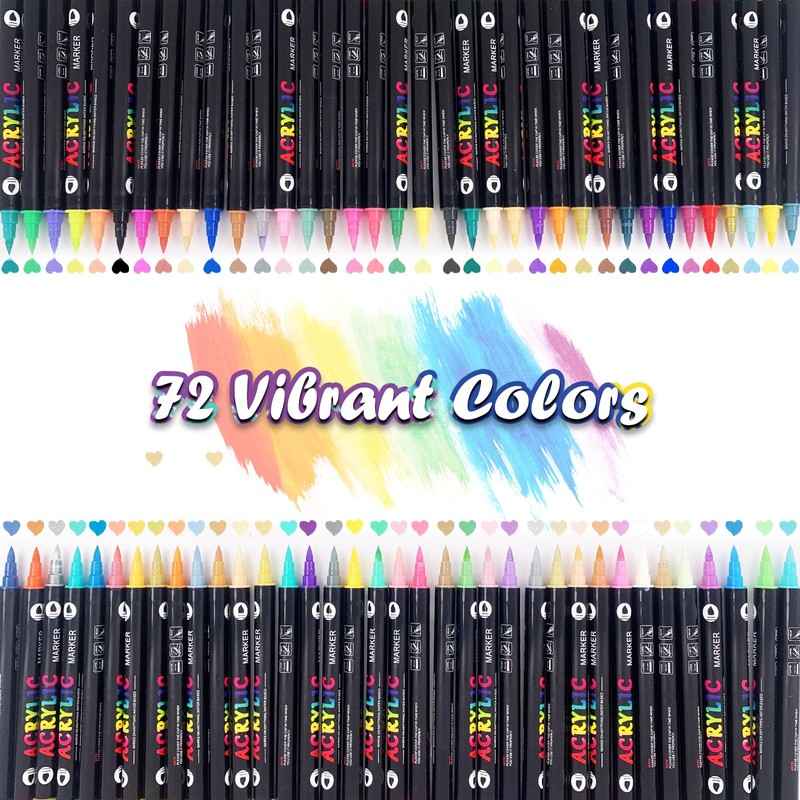 GOTRUST 72 Colours Acrylic Paint Pens, Rock Painting Pens Dual