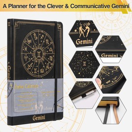 AuroPlanner Gemini Zodiac Astrology Undated Monthly Weekly Daily Planner Journal A5 5.8" x 8.3" 160 Pages 100GSM Paper 2025 2006 2027 Holidays Calendar