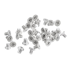 sourcing map M1.6-0.35 x 2mm 50Pcs Flat Round Head Screws 304 Stainless Steel Phillips Drive Machine Screws Hardware Fastener for Furniture Connection