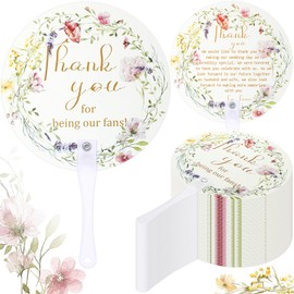 Roowest 100 Pcs Wedding Fans Bulk Wedding Hand Fans for Guests Plastic Floral Handheld Wedding Fans Favors with Handle for Ceremony Bridal Shower Wedding Party Decoration Gifts