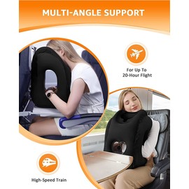 DAWNTREES 2 Pack Inflatable Travel Pillow for Airplane, Neck Air Pillow for Sleeping to Avoid Neck and Shoulder Pain, Used for Airplane, Car, Bus and Office……