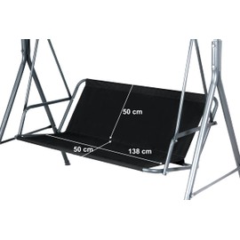 Replacement Swing Seat Cover for Garden Swing Seat Black 138 x 50 x 50 cm Black