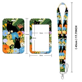 YJSPARKK 2PACK ID Card Holder,Lanyard with Card Holder,Name Tag Badge Keychain Perfect for Office Workers Student Teacher Nurses Doctor Coach (cat)