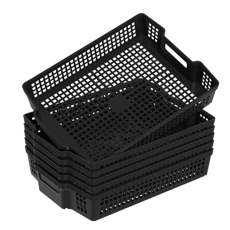 Waikhomes Stackable Plastic Woven Basket Organizer, Multi-function Stackable Basket Tray,