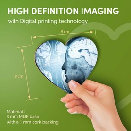 Destination Vinyl ltd Great Coasters (Set of 4) Heart - Brain X-Ray Medical Scan Doctor Drink Glossy Coasters/Tabletop Protection for Any Table Type #21286