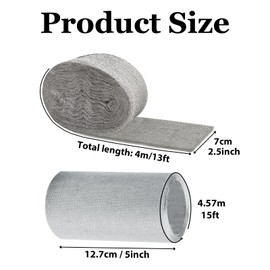 Steel Wool Mice Control, 3 Pack 2.75" x 13FT 0000 Steel Wool for Mice Control & 1 Pack 5" x15FT Stainless Wire Mesh with Wooden Stick & Gloves & Scissors, Hole Filler for House Walls Garden Garage