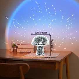 FunisFun Mushroom Disco Ball, Silver Mirror Glitter Disco Ball, Reflective Disco Ball Lights for Party, Room, Table Decor, Art Decorations (3.2 X 4 in)