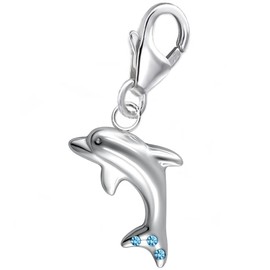 Goldene Hufeisen Lobster Clasp Charm Pendant for Charm Bracelet or Charm Chain 925 Silver Animals, Sterling Silver Cubic Zirconia, Created Cubic Zirconia