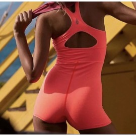 Free People Movement Every Single Time Runsie Womens M/L Coral Romper Tank NEW