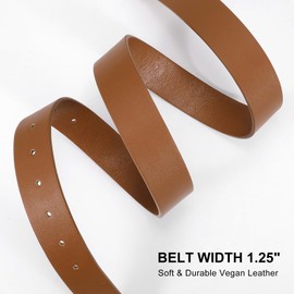 XZQTIVE Women Leather Belt with Circle Gold Buckle Fashion Ladies Waist Belt for Jeans Pants Dresses,Brown, Brown, XX-Large: fits waist from 47"-50"