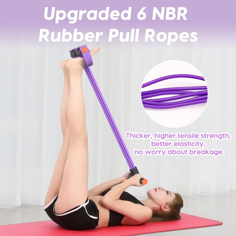Resistance Bands with Handles, 6-Tube Elastic Foot Pedal Resistance Band,