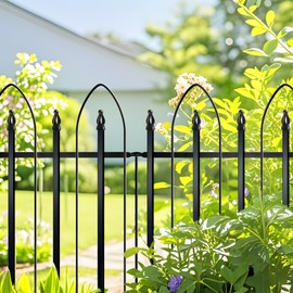Thealyn Garden Fence 24" W x 24" H (10 Panels, Total Length 20 feet), Metal Decorative Border Fencing, Landscape Fencing Dog Fence for Flower Bed, Yard, Animal Barrier
