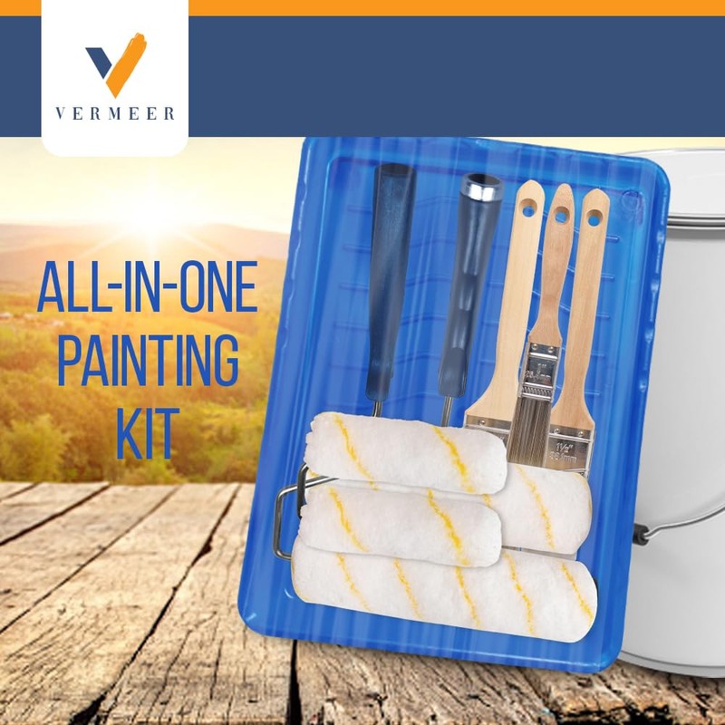 Vermeer Paint Roller Kit - 10-Piece All-in-One Plastic Tray with