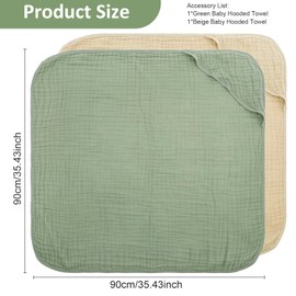 ZLHETWT 2Pcs Soft Cotton Baby Hooded Towel Highly Absorbent Versatile Baby Bath Towel with Hood Hooded, Highly Absorbent, Shower for Toddler Newborn