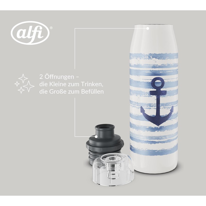 alfi Kids ISO Bottle 500 ml, Blue White Anchor, Insulated