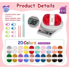 ilauke 20x30g Chenille Yarn, Soft Chenille Chunky Yarn, Velvet Yarn for Knitting and Crocheting with Needles Crochet Accessories and Handbag, Soft Chenille Yarn for Clothes, Blankets, Bags, DIY