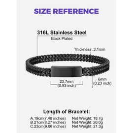 Richsteel Bracelet for Men Stainless Steel Magnetic Clasp Chain Bracelets 6 mm/10 mm/12 mm Width Silver/Black/Gold, Stainless Steel