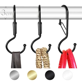 Blau Marité 6 Purse Hanger for Closet. Tote Hanger. S-Shaped Hooks S Hooks Twist Design. Anti Drop S-Shaped Hook for Hanging Handbags with Safety Buckle to Prevent Falls. Heavy Duty. (Black, Twisted)