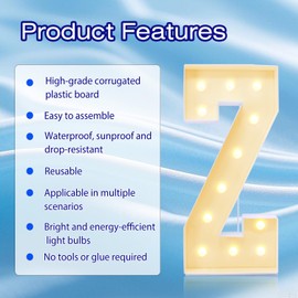 4FT Marquee Plastic Letters Z - Light up Letters Z Are Made from Corrugated Plastic Board - Quick Assembly Without Tools, Disassembled Components Can Be Used for Garage Sale Signs, Yard Sale Signs