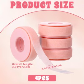 4 Rolls Tape for Eyelash Extensions Silicone Adhesive Gel Eyelash Tape Breathable Micro-Porous Makeup Tapes Lash Supplies (0.5 in x 4 Yds，Pink