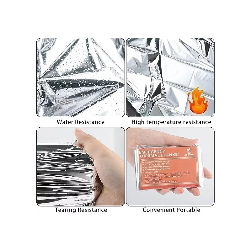 QIO CHUANG Emergency Mylar Thermal Blankets Survival Camping Blanket